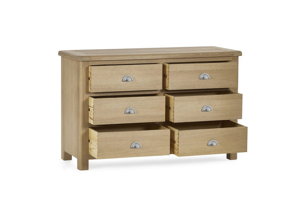 Memphis Limed Oak 6 Drawer Wide Chest