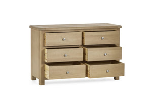 Memphis Limed Oak 6 Drawer Wide Chest