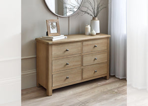 Memphis Limed Oak 6 Drawer Wide Chest