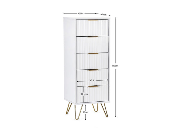 Murano 5 Drawer Tallboy