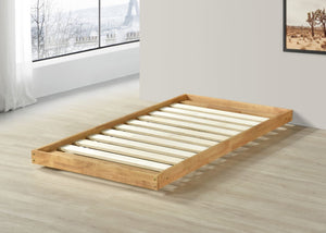 Wooden Trundle Bed with Extra Thick 22mm Slats in Oak Finish, Single Size