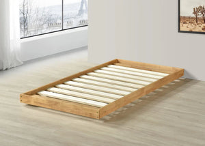 Wooden Trundle Bed with Extra Thick 22mm Slats in Oak Finish, Single Size