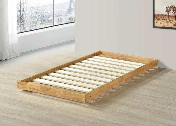 Wooden Trundle Bed with Extra Thick 22mm Slats in Oak Finish, Single Size