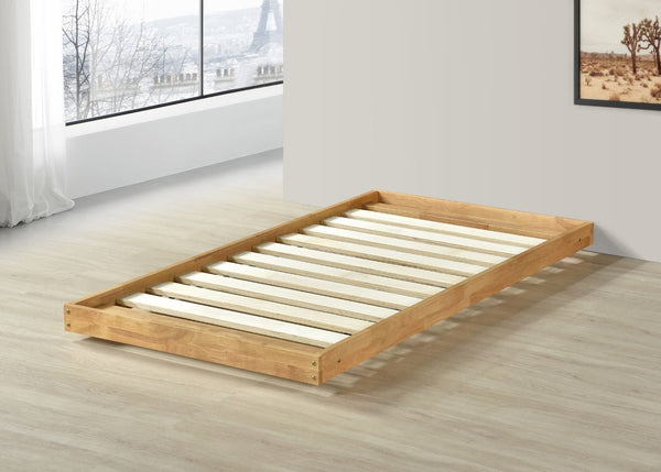 Wooden Trundle Bed with Extra Thick 22mm Slats in Oak Finish, Single Size