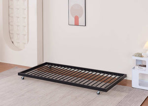Strong Space-Saving Metal Trundle Bed in Black, Single Size