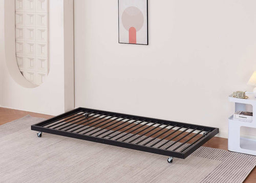 Strong Space-Saving Metal Trundle Bed in Black, Single Size