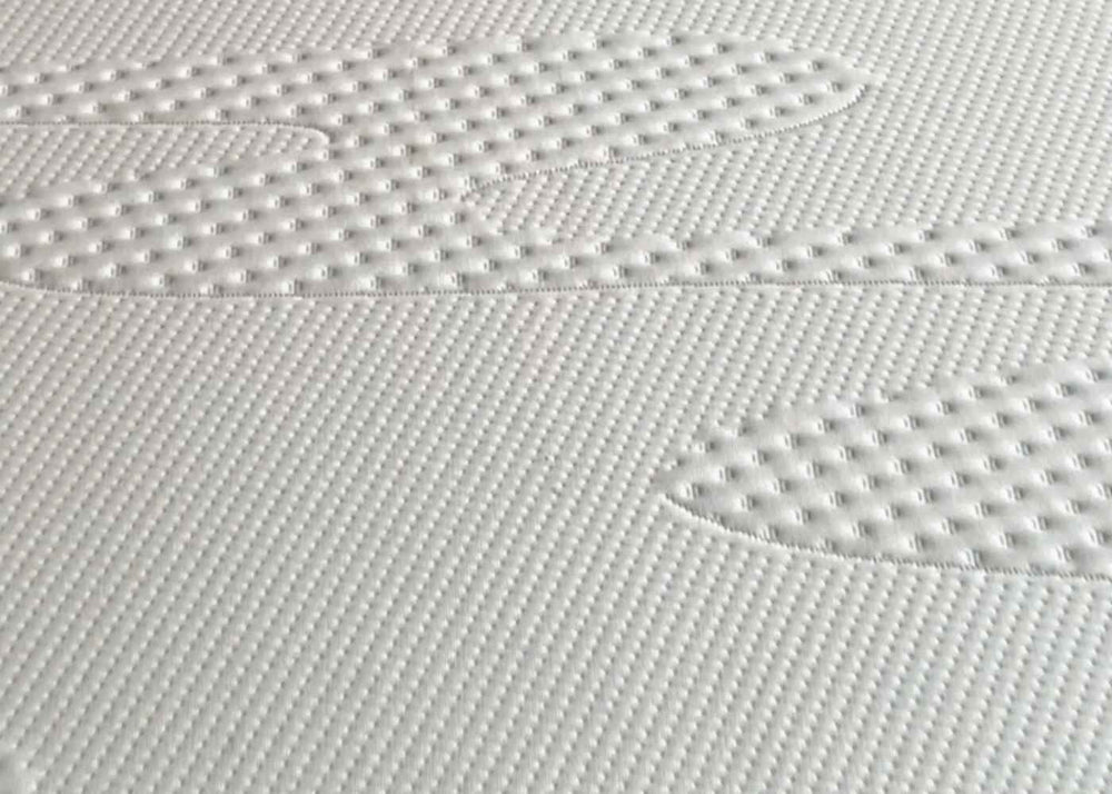 A white, firm memory foam mattress with layered sections visible, designed for extra support.