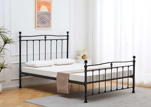 Tunstall Metal Bed Frame with Mattress in Black, Double Size