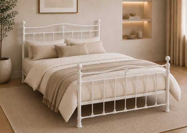 Tunley Metal Bed Frame in White