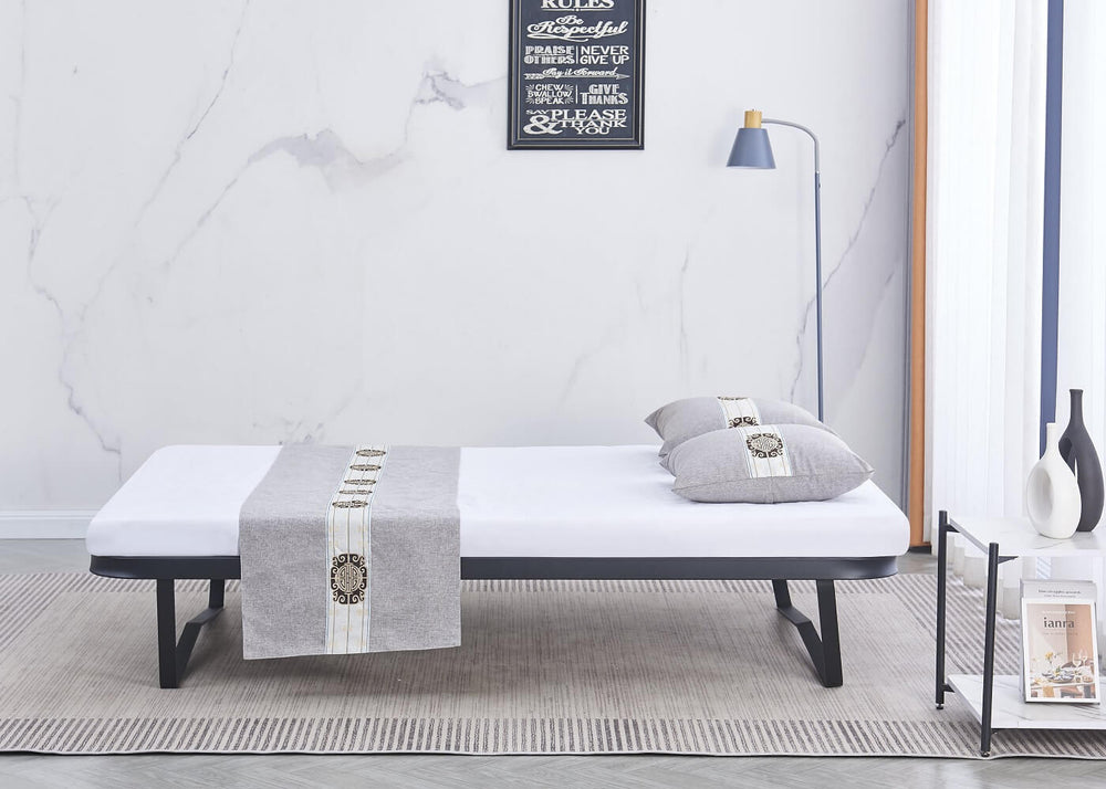 Sturdy Metal Platform Bed with Reinforced Mesh Base in Black, Small Double Size