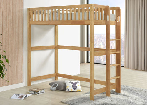 Beccles Wooden High Sleeper with Mattress in Oak Finish, Single Size