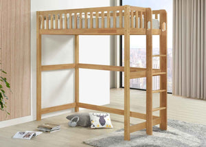 Strong Shaker-Style Wooden High Sleeper with Extra Thick 22mm Slats, in Oak Finish