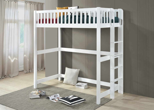 Beccles Wooden High Sleeper with Mattress in White, Single Size