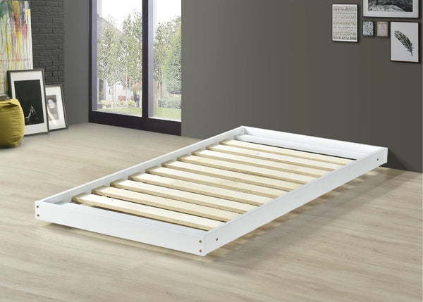 Strong Wooden Trundle Bed with Extra Thick 22mm Slats in White, Single Size